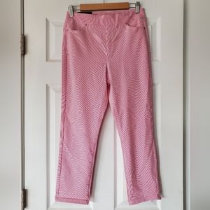 NWT Mario Serrani Pink & White Stripe Cuff Capri 23" Inseam Size: Medium